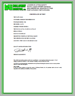 Deck Load Certificate
