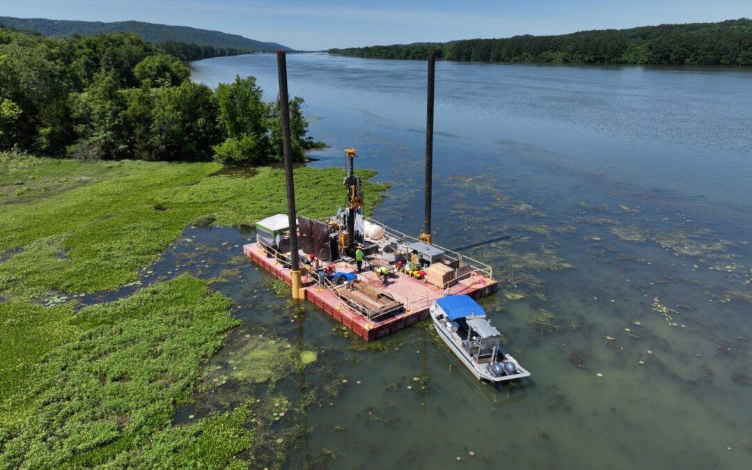 TVA drills core samples on Guntersville Lake