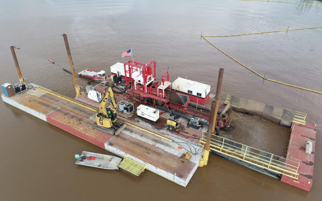 J. F. Brennan Company’s Broadcast Capping System (BCS) supported on Flexifloats